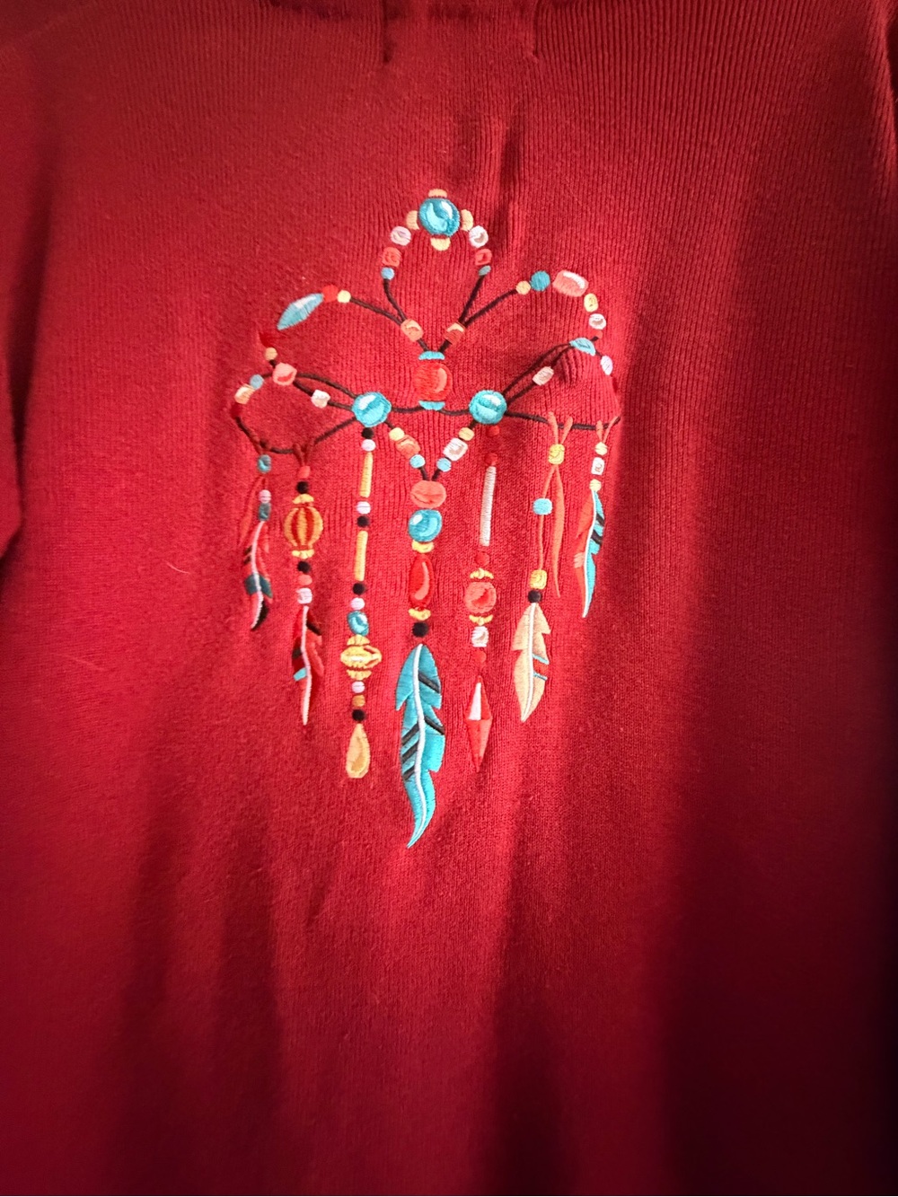 Bob Mackie Rust  V-Neck Embroidered Sleeves and back Cardigan